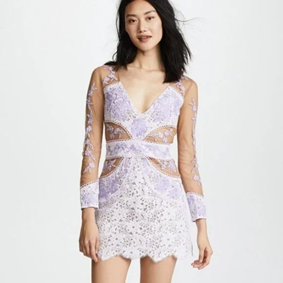 For Love And Lemons Dresses & Skirts - For Love and Lemons Matador Tulle Floral Lace Dress in Lilac Purple - Size Small